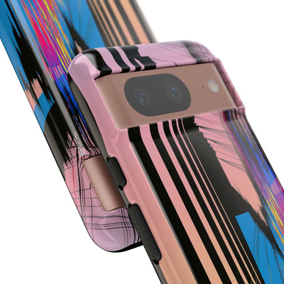 Blue Tough Phone Case for Google Pixel - Fractured Data Skyline