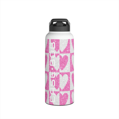 Glitter Heartgrid - Stainless Steel Water Bottle