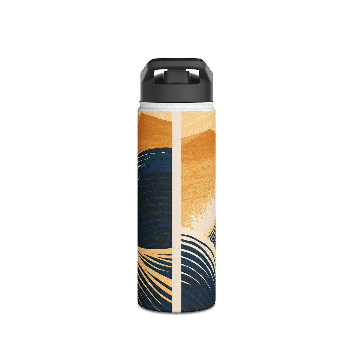 Golden Horizon Waves · Insulated Water Bottle · Blue