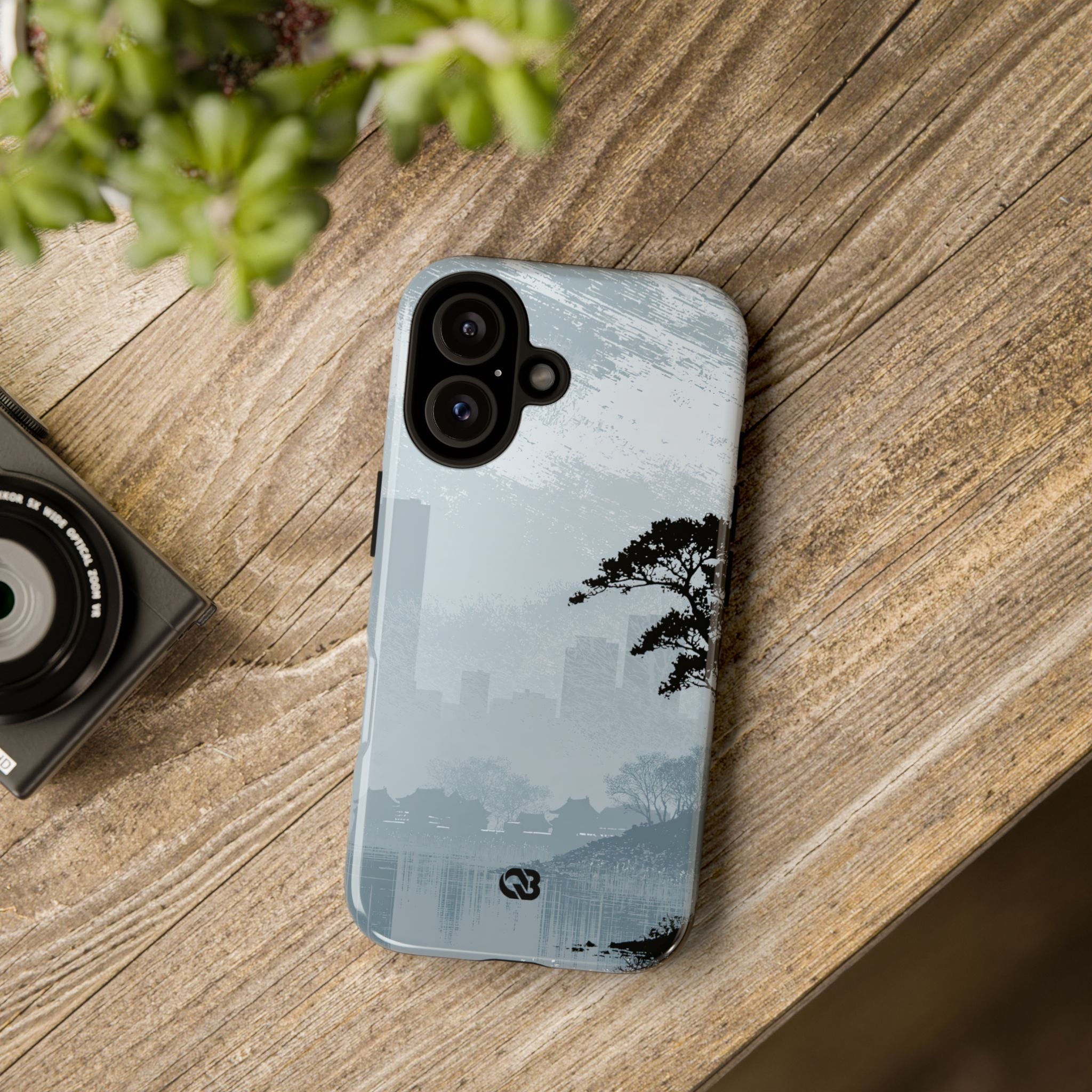 Grey Tough Phone Case for iPhone - Steel Slate Zen