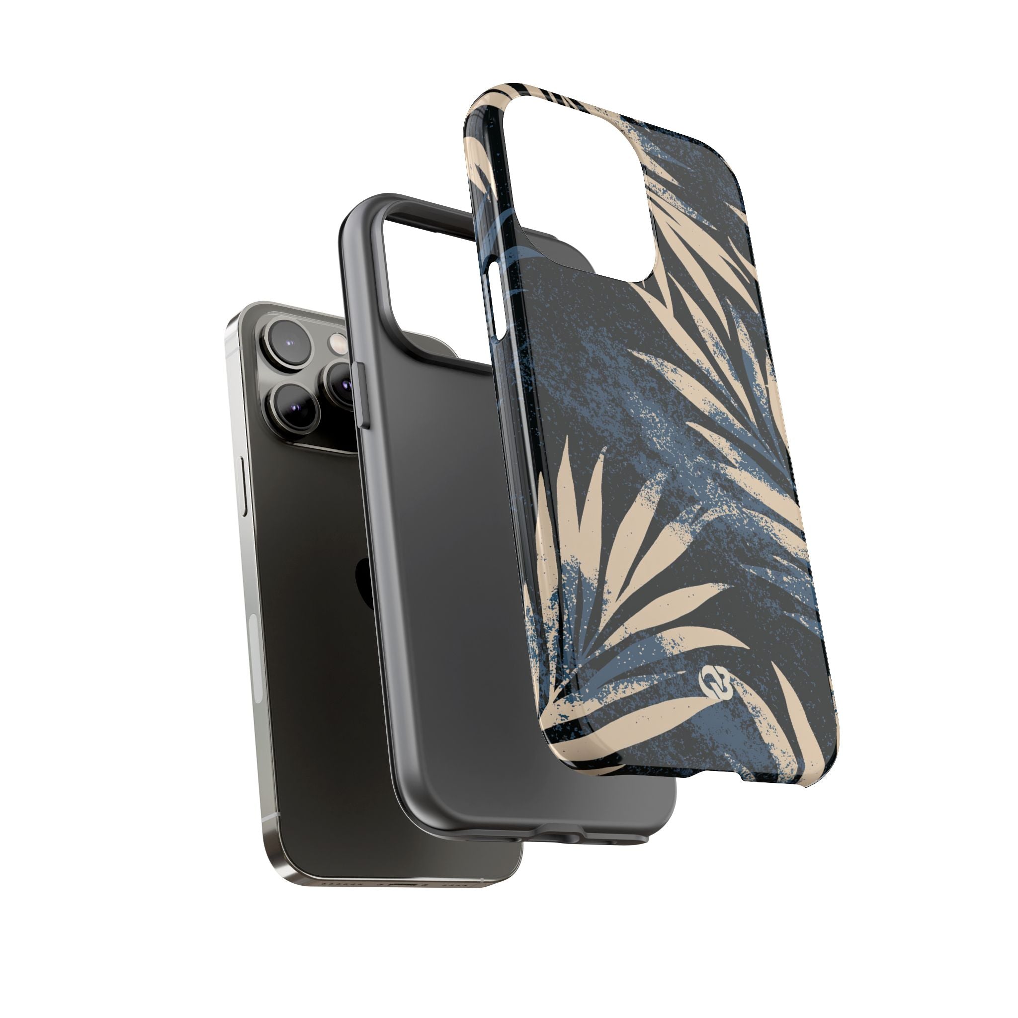 Blue Tough Phone Case for iPhone - Midnight Indigo Palm