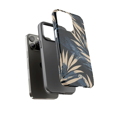 Blue Tough Phone Case for iPhone - Midnight Indigo Palm