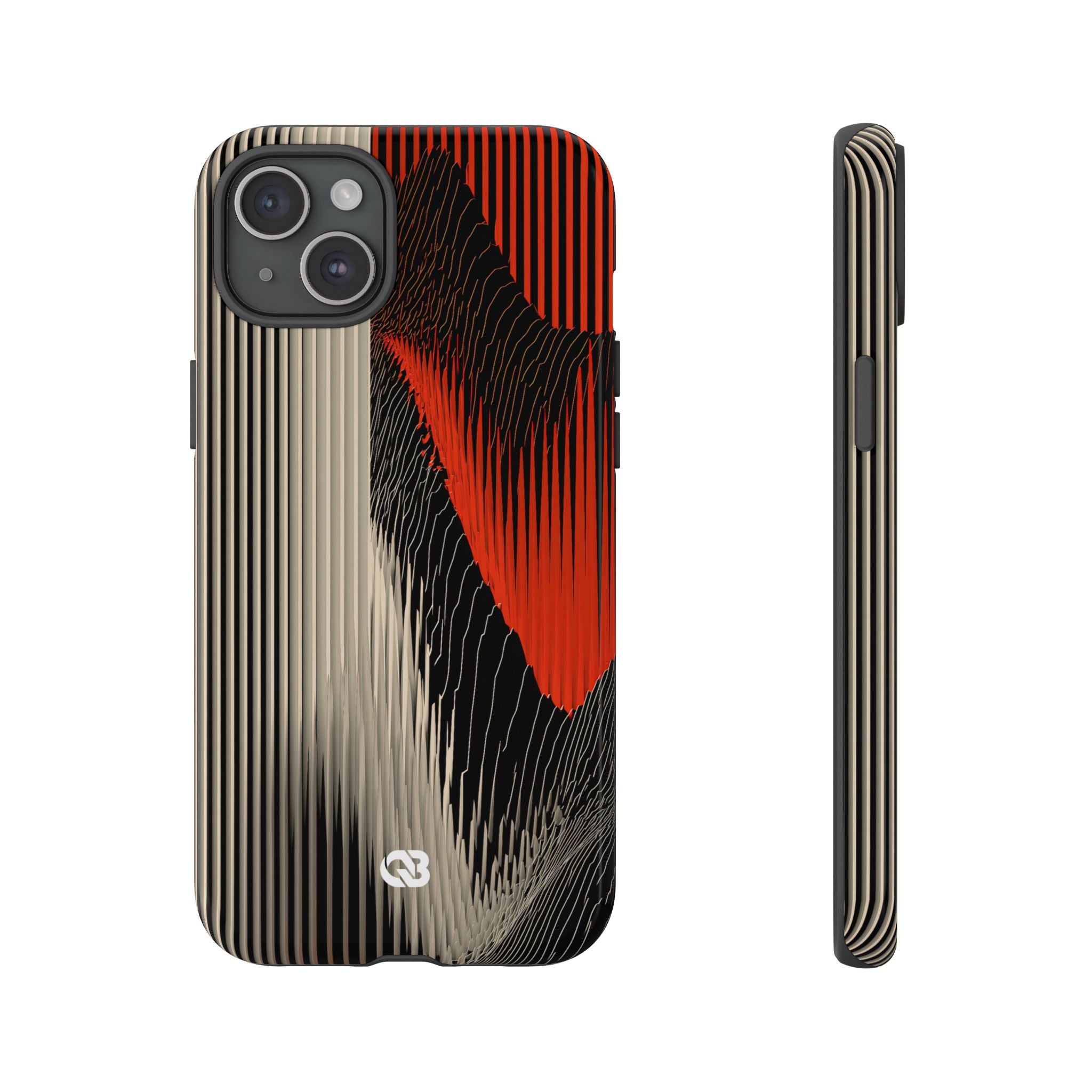 Red Tough Phone Case for iPhone - Crimson Pulse Topo