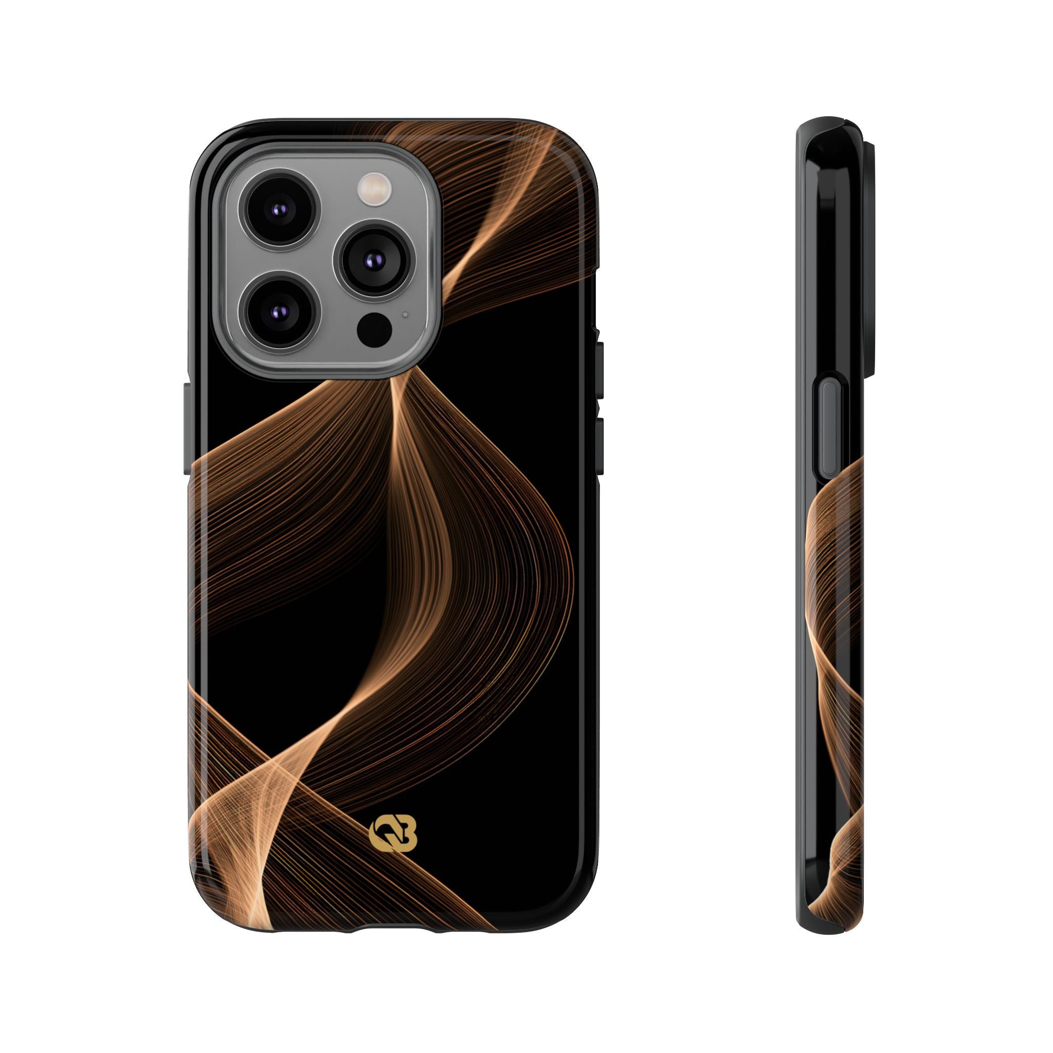 Brown Tough Phone Case for iPhone - Copper Silk Wave