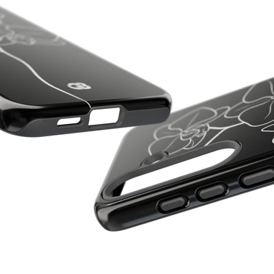 Black Tough Phone Case for Samsung - Noir Alabaster Orchid
