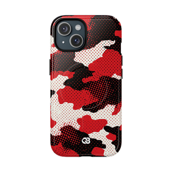 Crimson Halftone Camo · Tough 2.0 Magnetic Phone Case for iPhone · Red