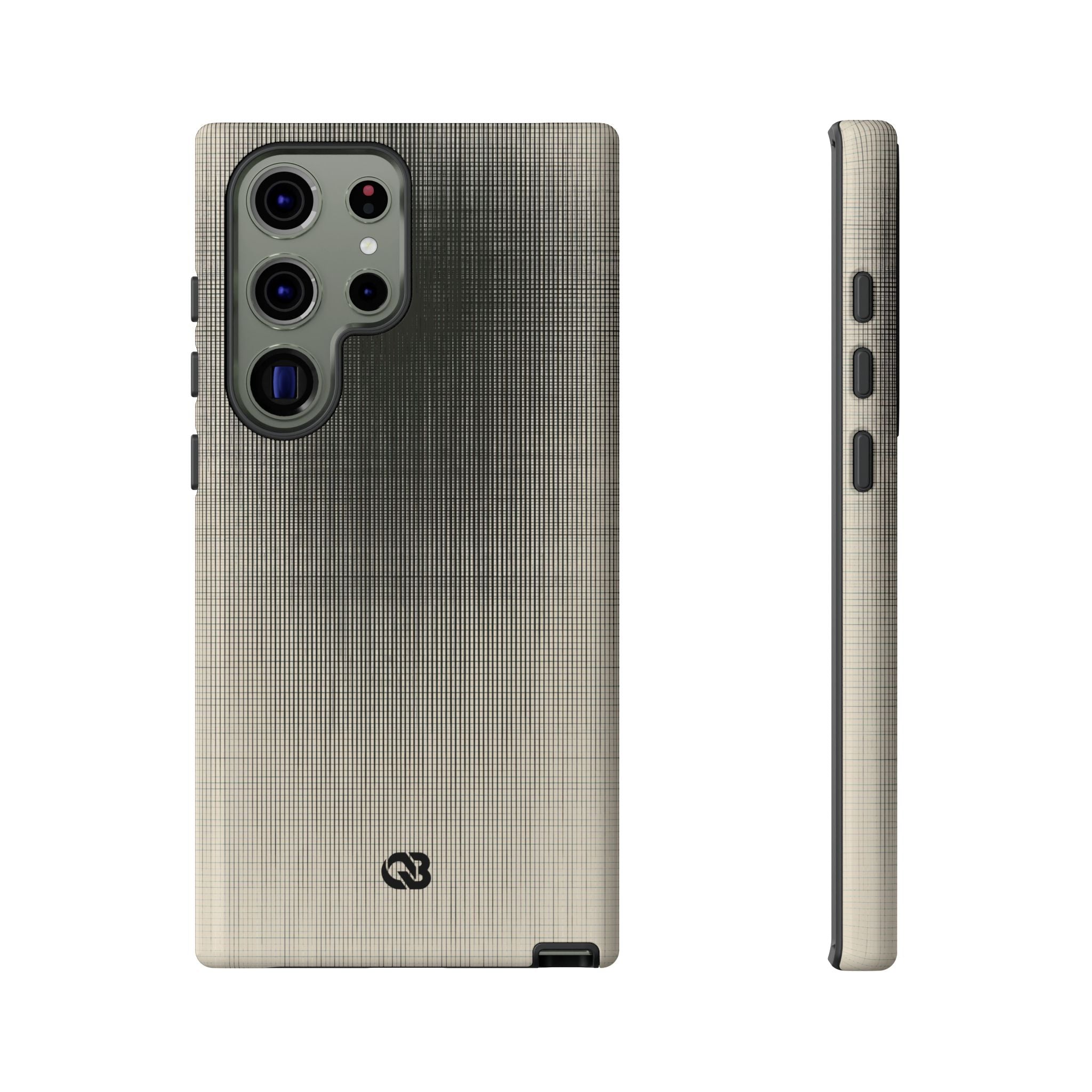 Beige Tough Phone Case for Samsung - Carbon Screen Grid