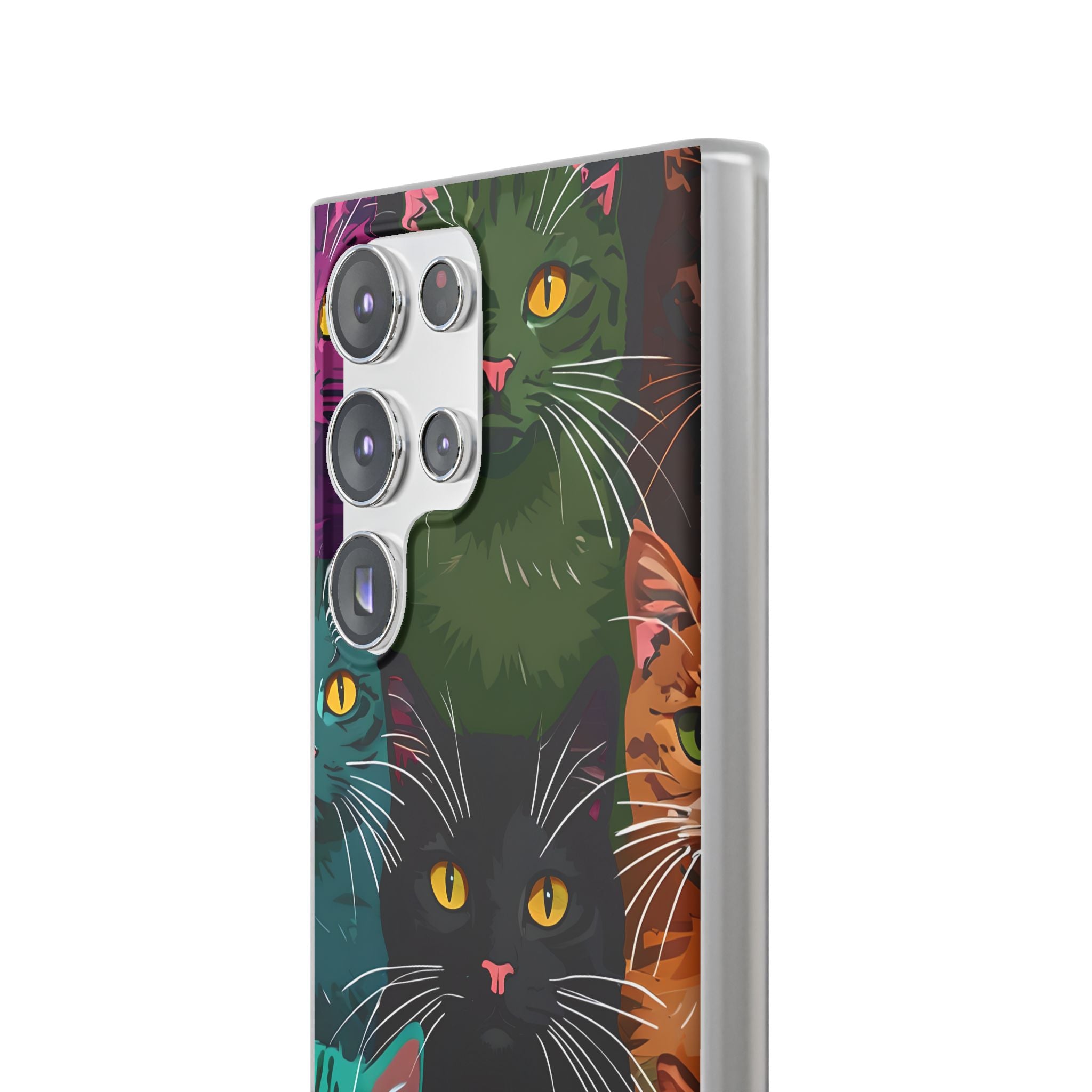 Teal Cat Grid Samsung S23 Ultra Case - Soft