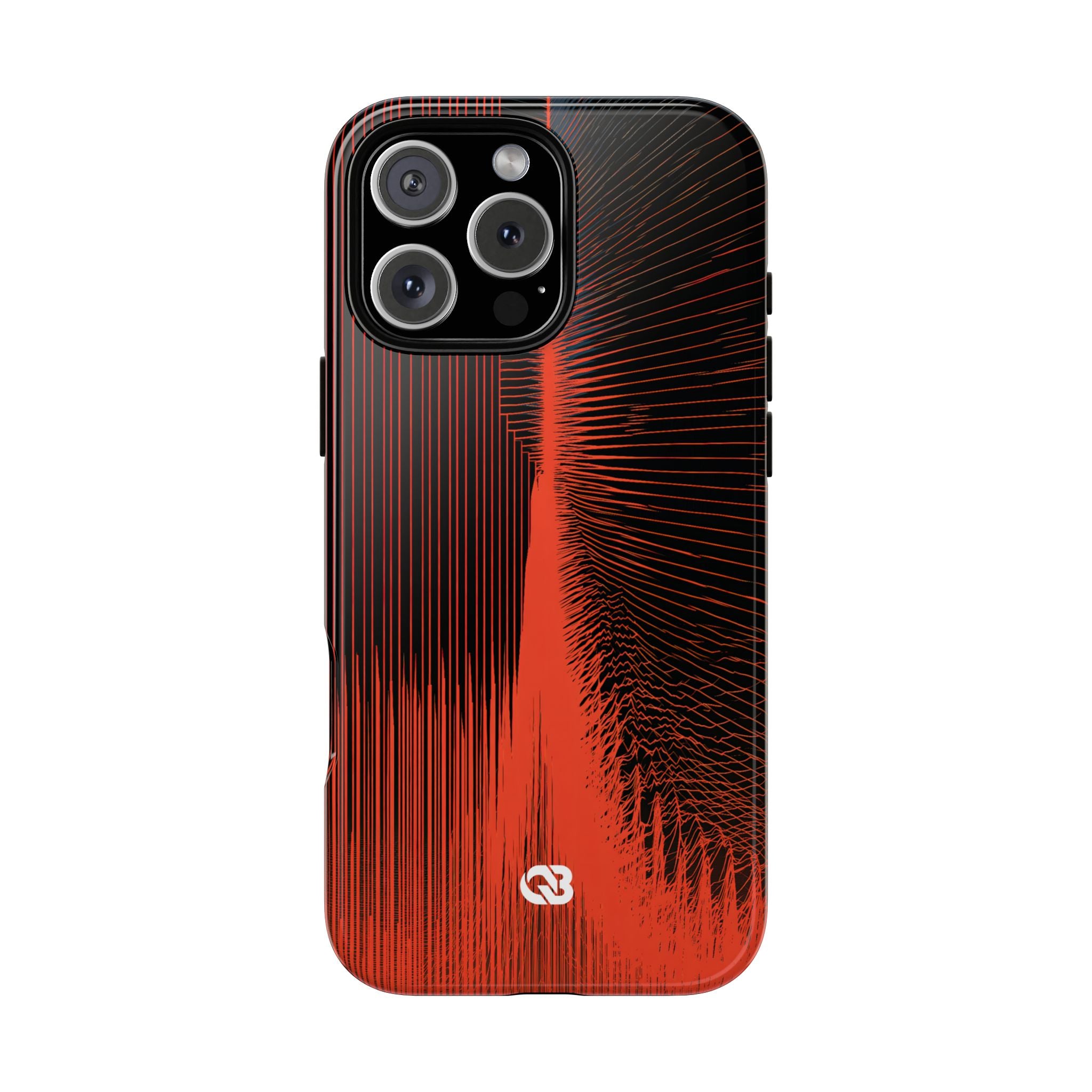 Red Tough Phone Case for iPhone - Crimson Frequency Pulse
