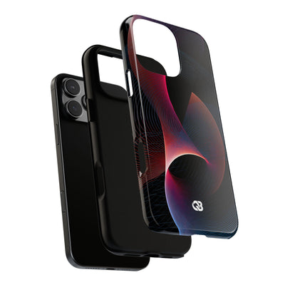 Black Tough Phone Case for iPhone - Cobalt Crimson Flux