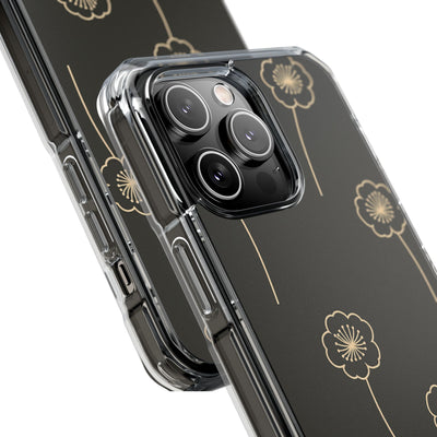 Black Impact MagSafe Phone Case for iPhone - Obsidian Sand Petals