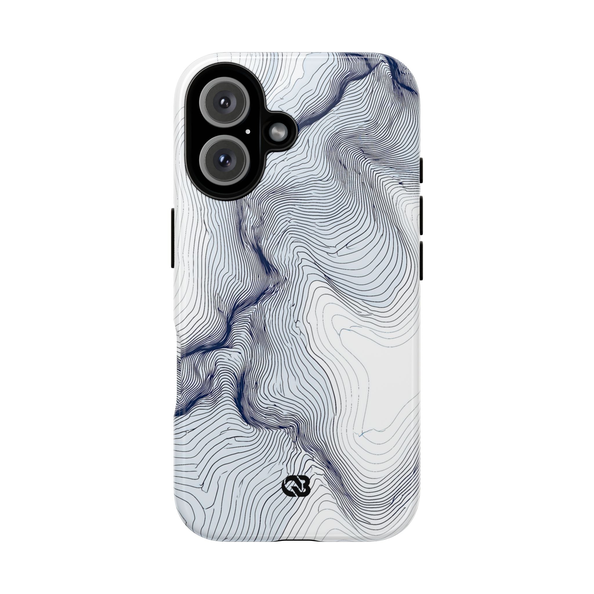 White Tough Phone Case for iPhone - Nordic Ridge Topo