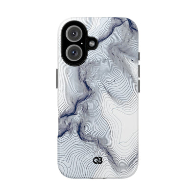 White Tough Phone Case for iPhone - Nordic Ridge Topo