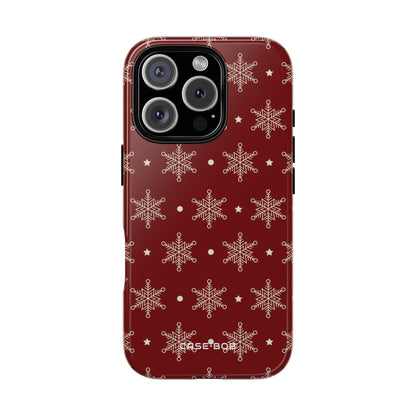 Creme Schneeflocken Crimson iPhone 16 Pro Case - Tough