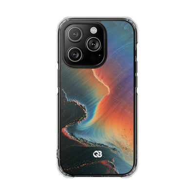 Prismatic Aura Shift · Clear Impact Magnetic Phone Case for iPhone · Blue