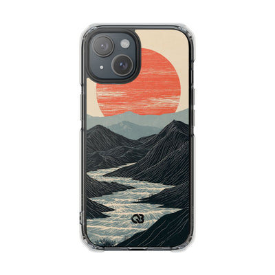 Beige Impact MagSafe Phone Case for iPhone - Crimson Ridge Flow