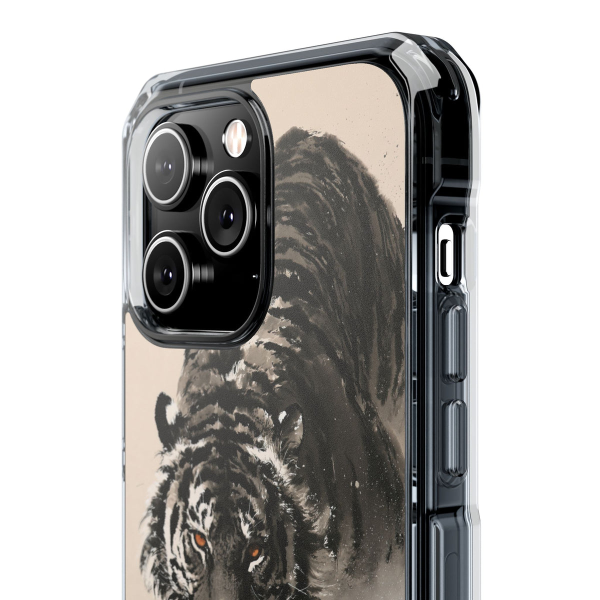 Ink Wash Tiger · Clear Impact Magnetic Phone Case for iPhone · Beige