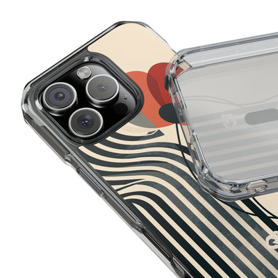 Beige Impact MagSafe Phone Case for iPhone - Crimson Line Bloom