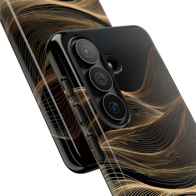 Black Tough Phone Case for Samsung - Copper Topo Ridge