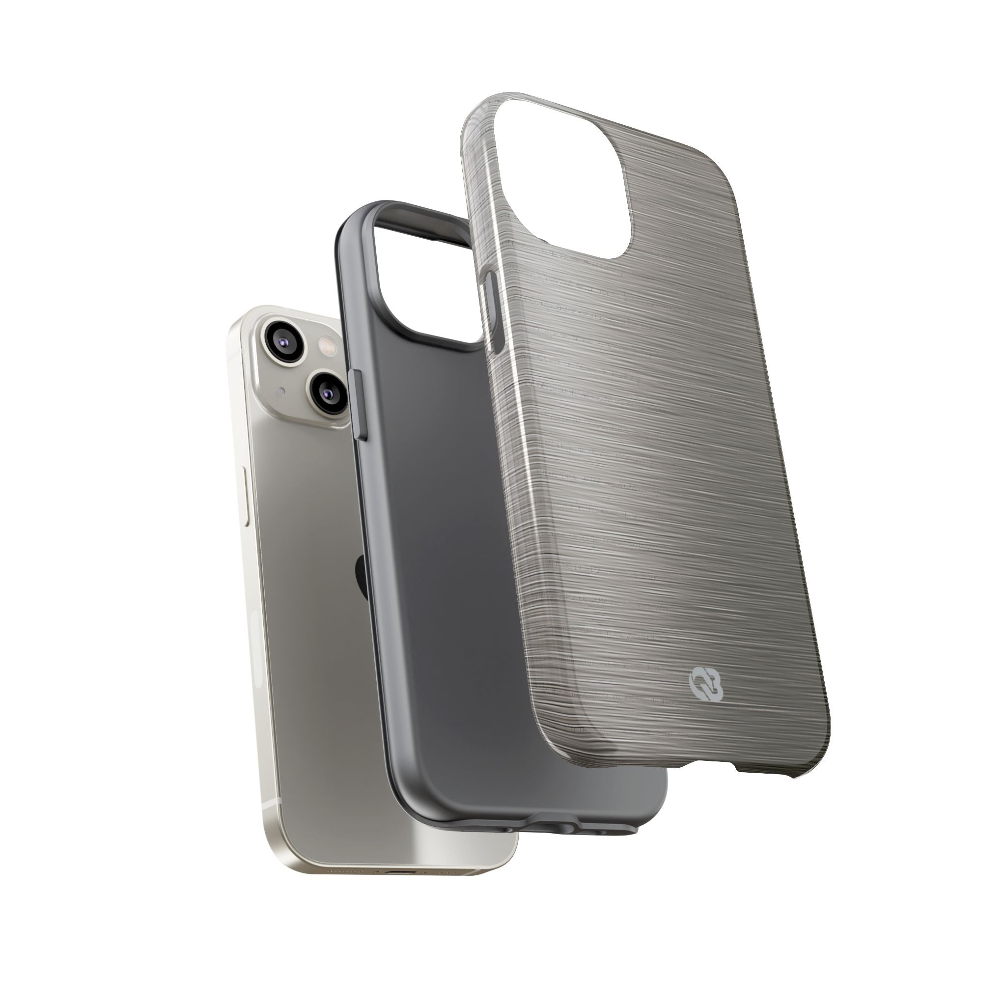 Grey Tough Phone Case for iPhone - Brushed Industrial Steel