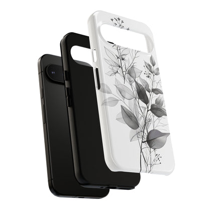 Veined Leaves Gray Google Pixel 9 Pro XL Case - Tough