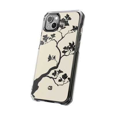 Beige Impact MagSafe Phone Case for iPhone - Obsidian Bonsai Silhouette