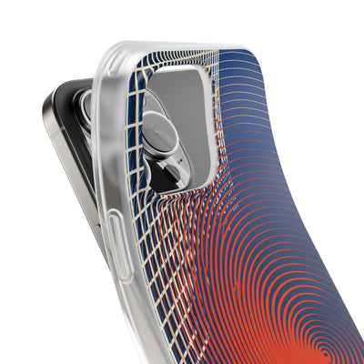 Blue Lite Phone Case for iPhone - Orange Orbit Grid
