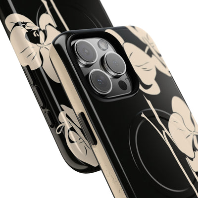 Black Tough 2.0 Magsafe Phone Case for iPhone - Obsidian Bone Orchid