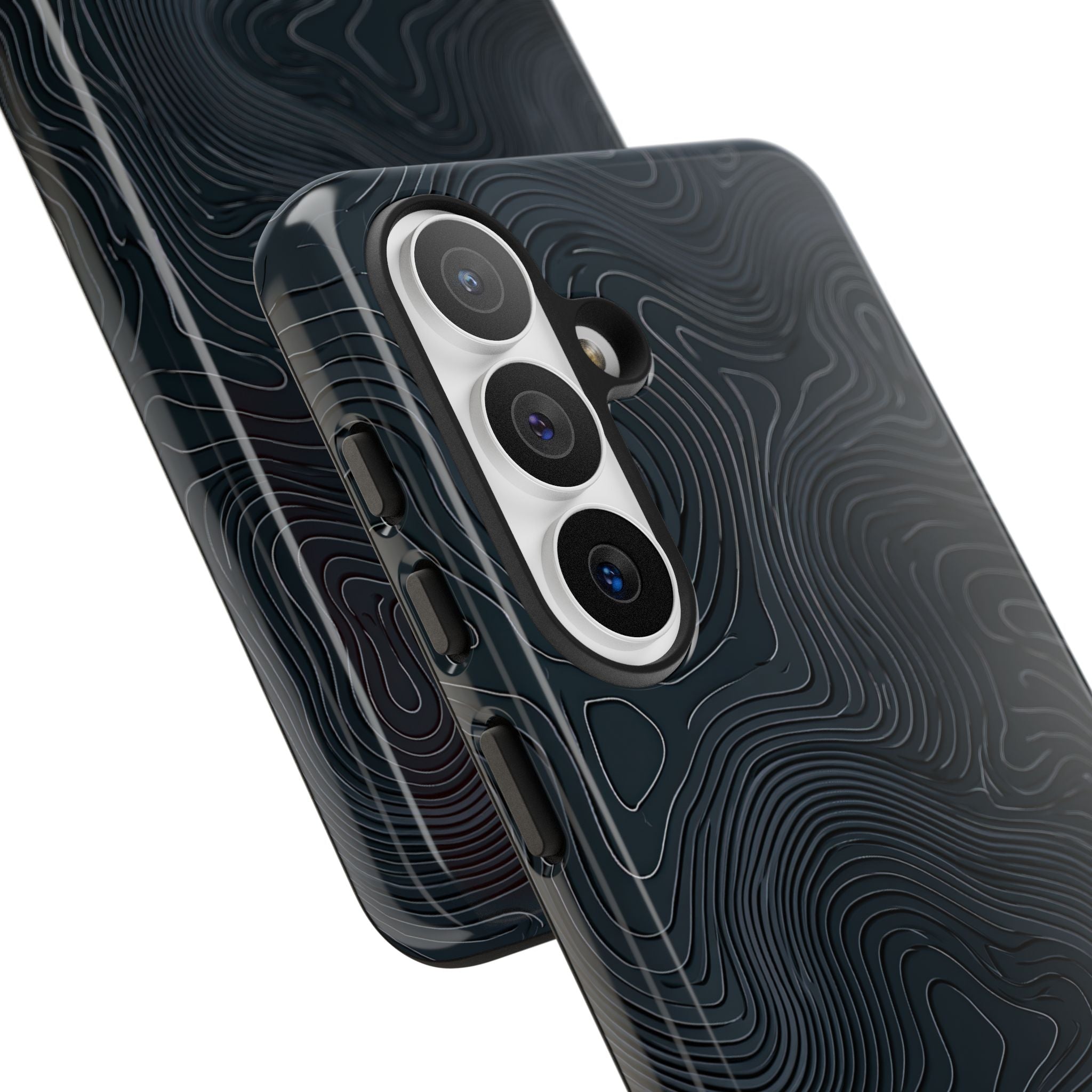 Black Tough Phone Case for Samsung - Obsidian Ridge Topo