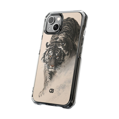 Ink Wash Tiger · Clear Impact Magnetic Phone Case for iPhone · Beige