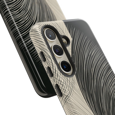 Beige Tough Phone Case for Samsung - Obsidian Cream Plume