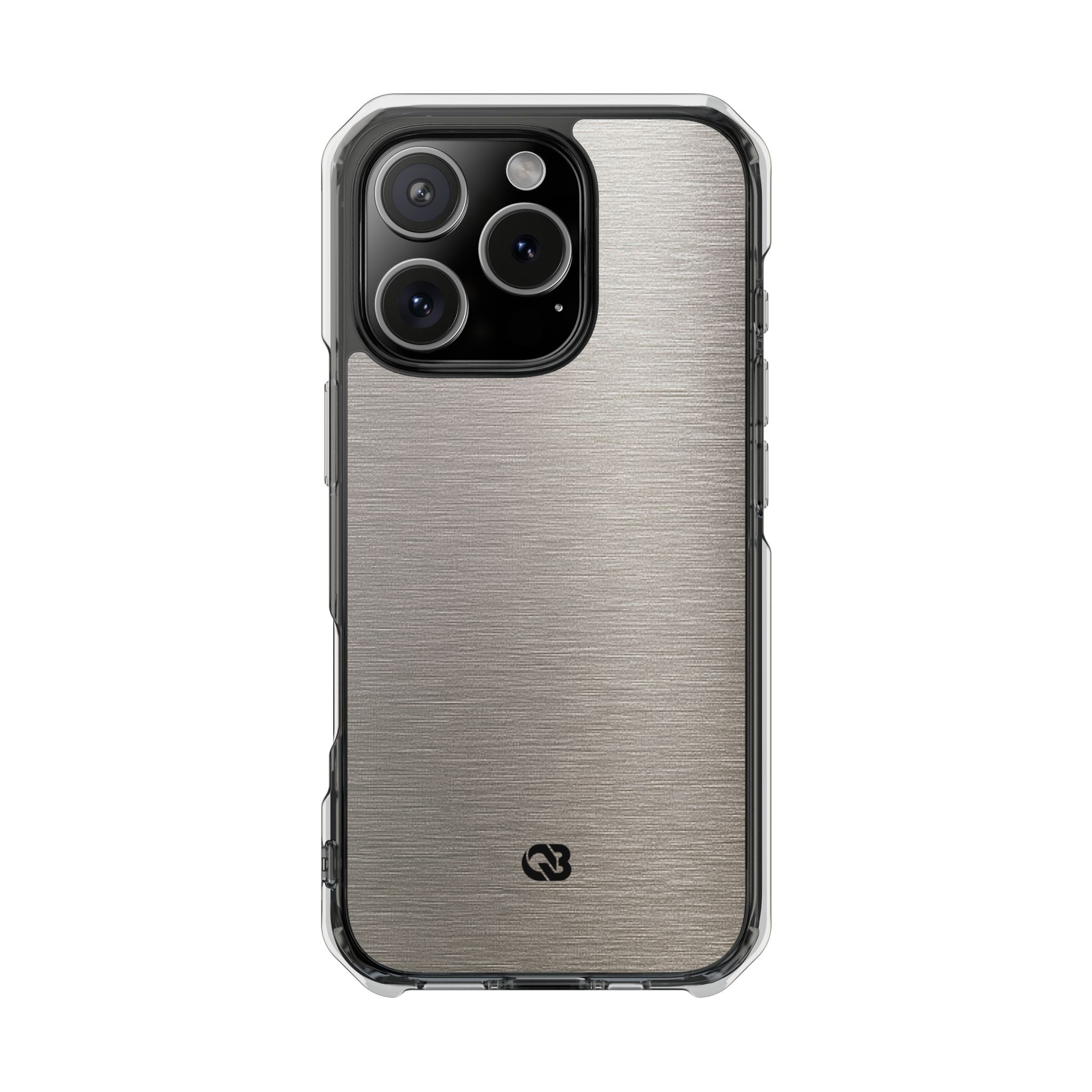 Grey Impact MagSafe Phone Case for iPhone - Brushed Nickel Linen