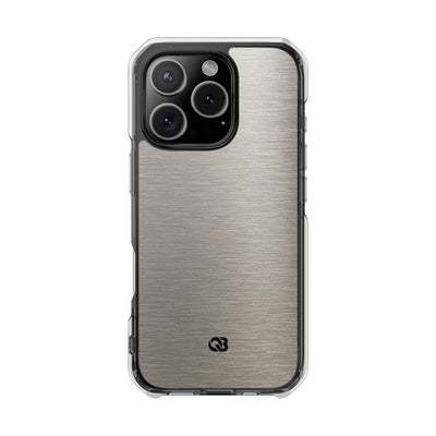 Grey Impact MagSafe Phone Case for iPhone - Brushed Nickel Linen