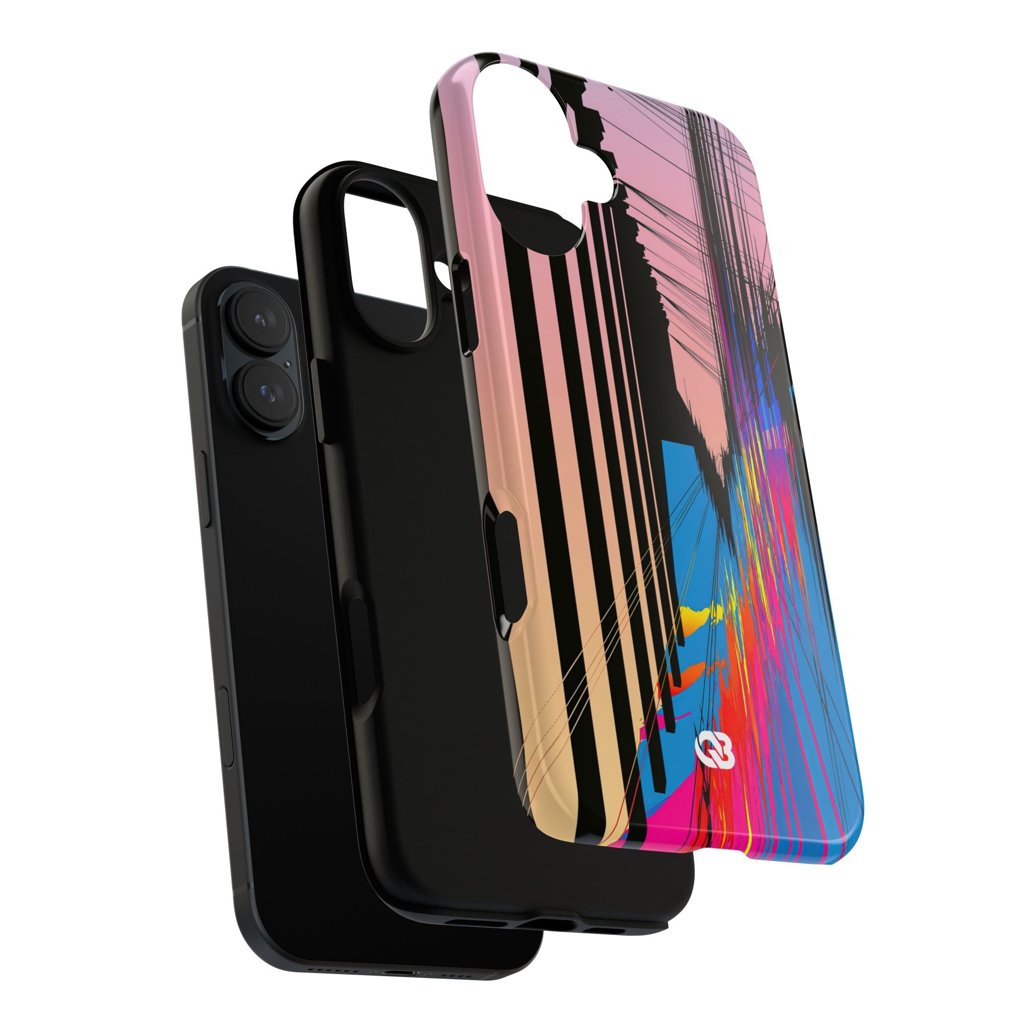 Blue Tough Phone Case for iPhone - Fractured Data Skyline