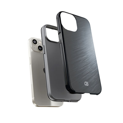 Grey Tough Phone Case for iPhone - Charcoal Brushed Steel