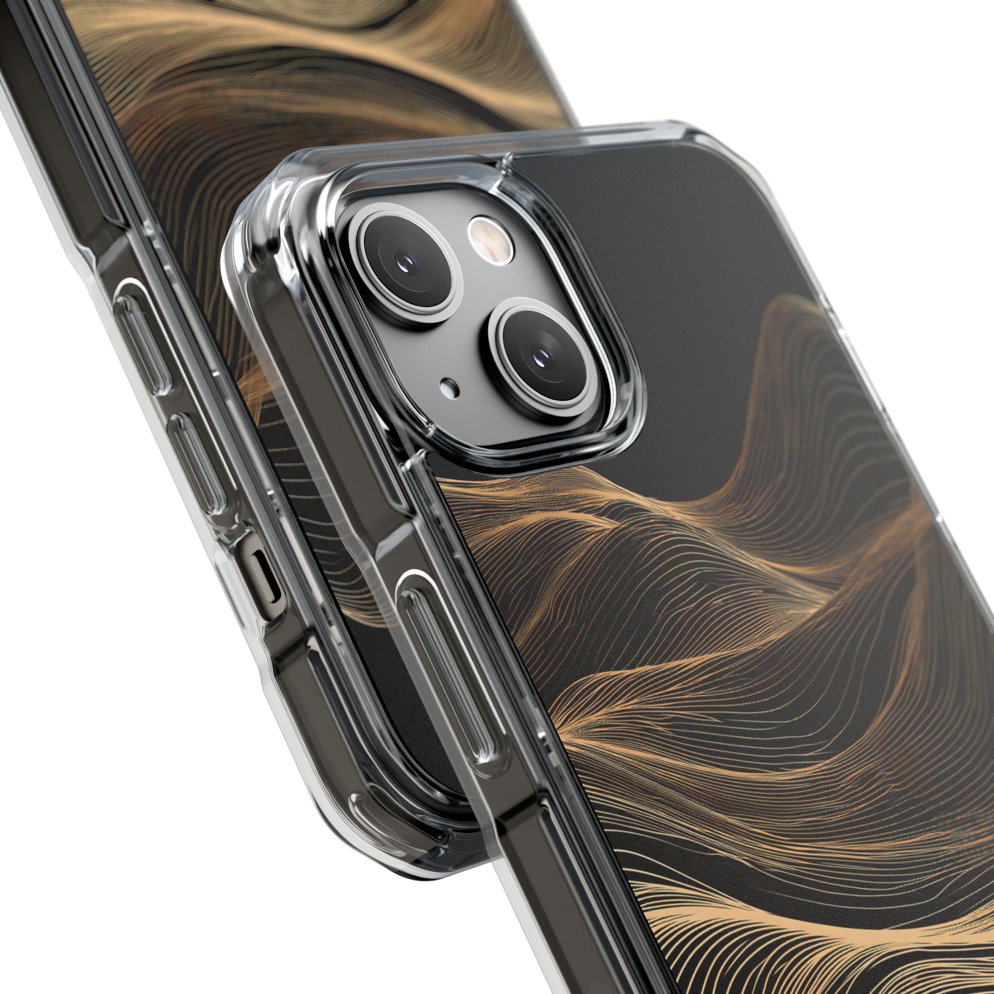 Black Impact MagSafe Phone Case for iPhone - Copper Topo Ridge
