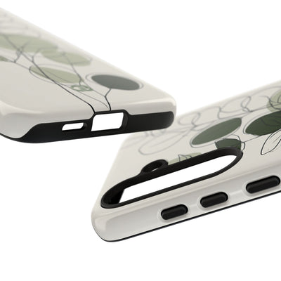 Green Tough Phone Case for Samsung - Muted Eucalyptus Sketch