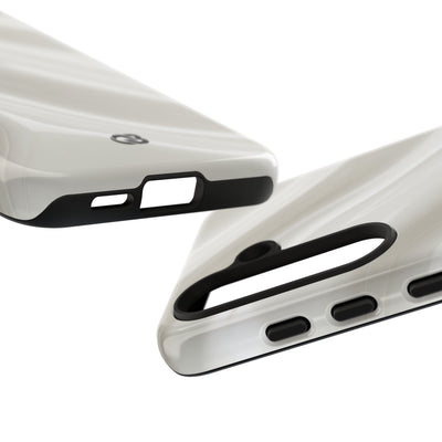 White Tough Phone Case for Samsung - Polished Ivory Wave