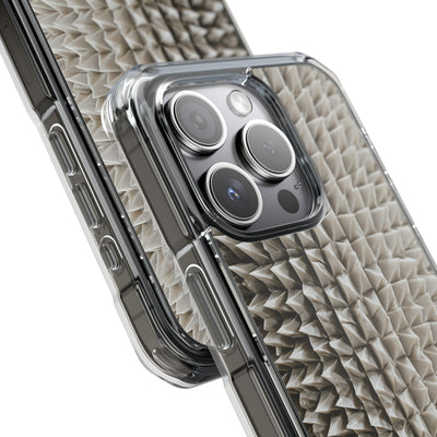 Beige Impact MagSafe Phone Case for iPhone - Bone Spiked Grid