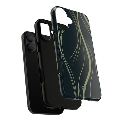 Green Tough Phone Case for iPhone - Obsidian Sage Flow