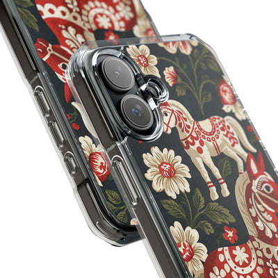 Nordic Dala Meadow · Clear Impact Magnetic Phone Case for iPhone · Red