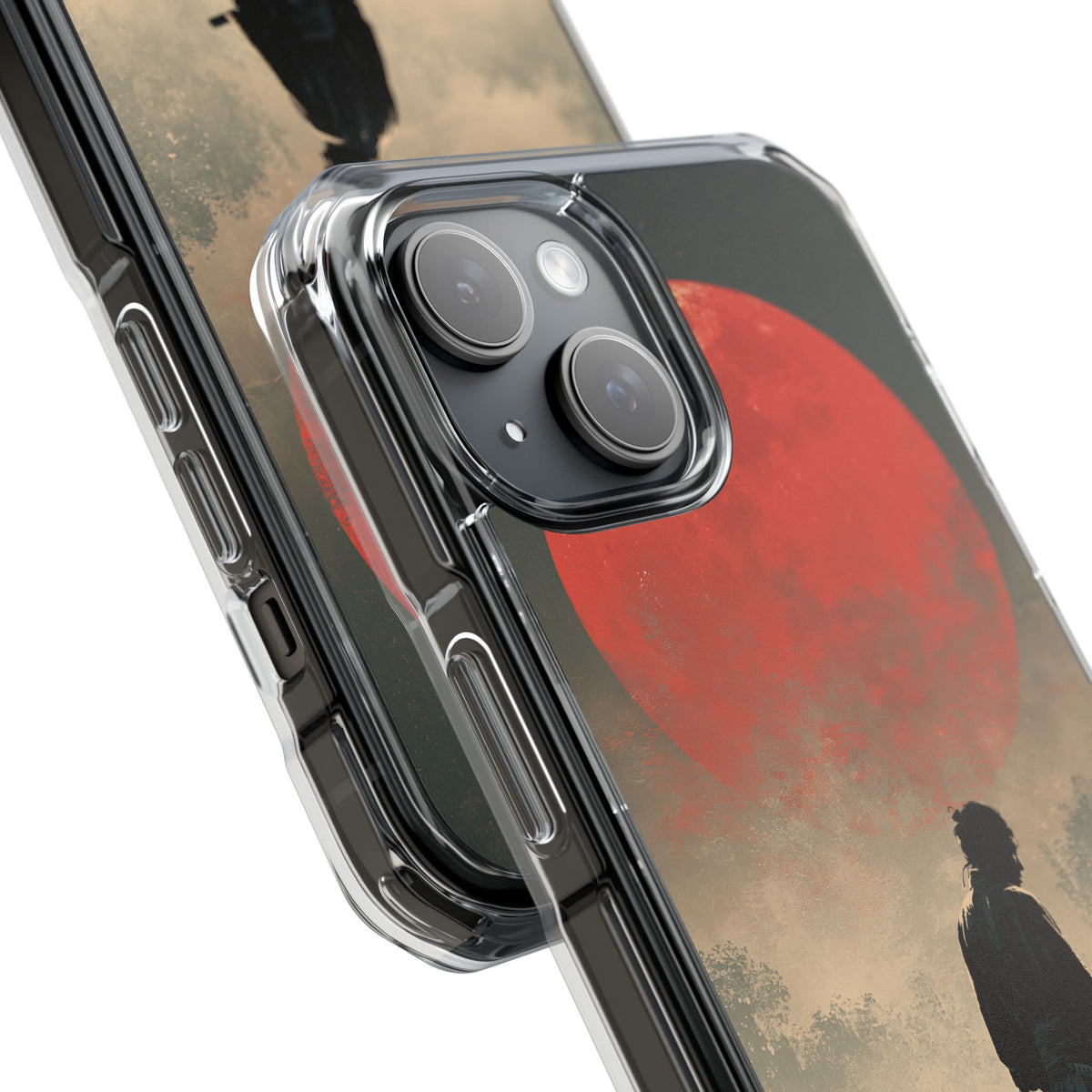 Crimson Moon Ronin · Clear Impact Magnetic Phone Case for iPhone · Red