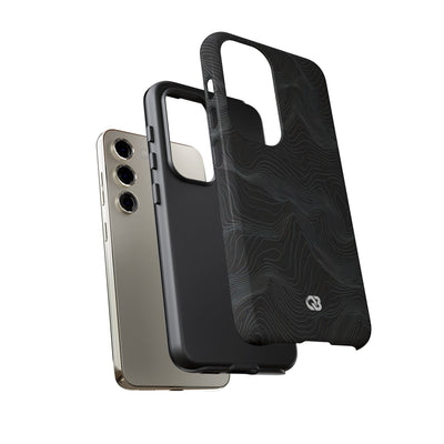 Black Tough Phone Case for Samsung - Obsidian Topo Wireframe