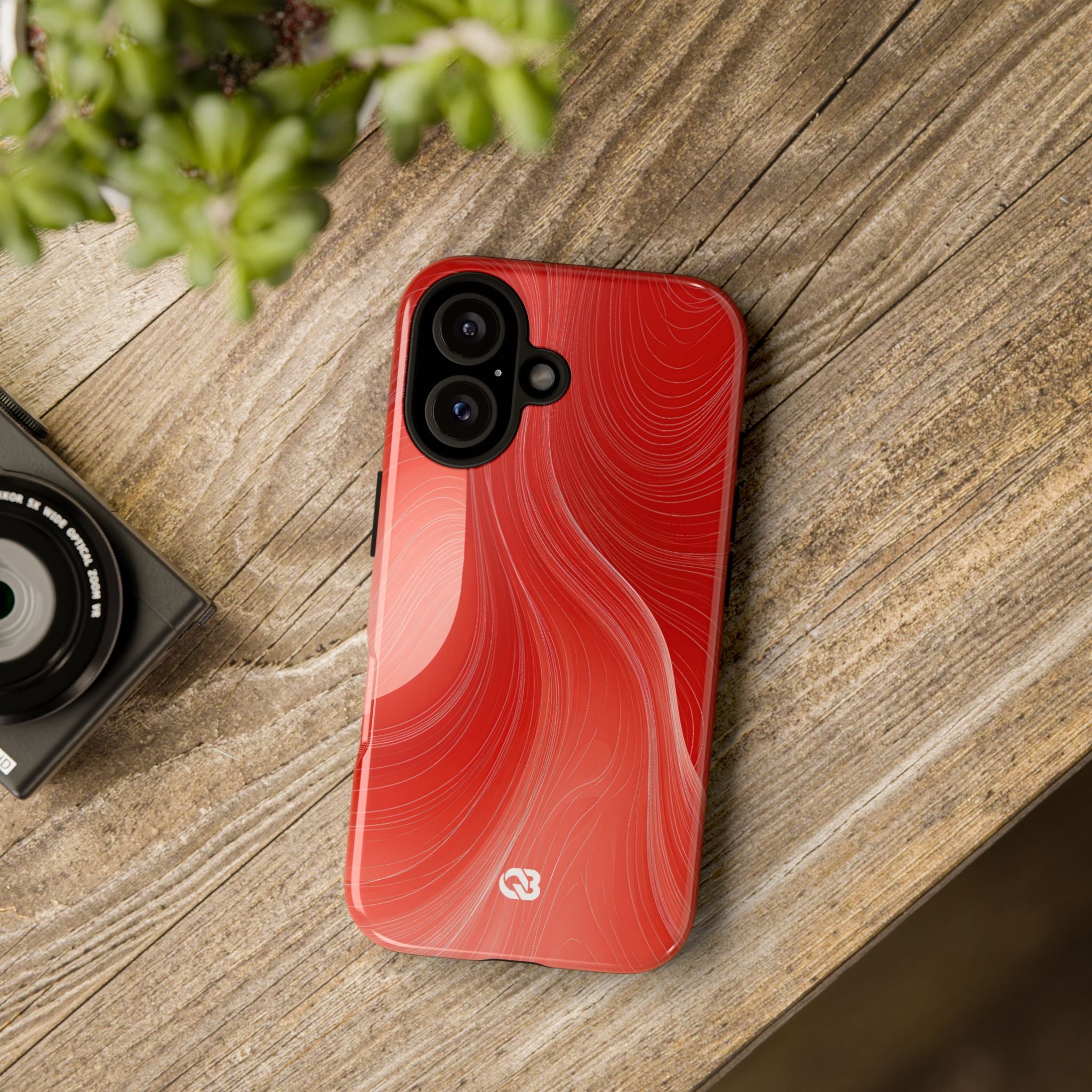 Red Tough Phone Case for iPhone - Crimson Silk Strands