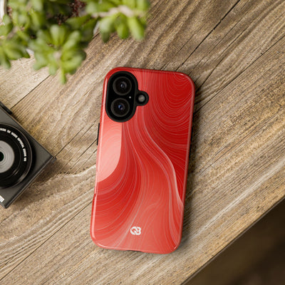 Red Tough Phone Case for iPhone - Crimson Silk Strands