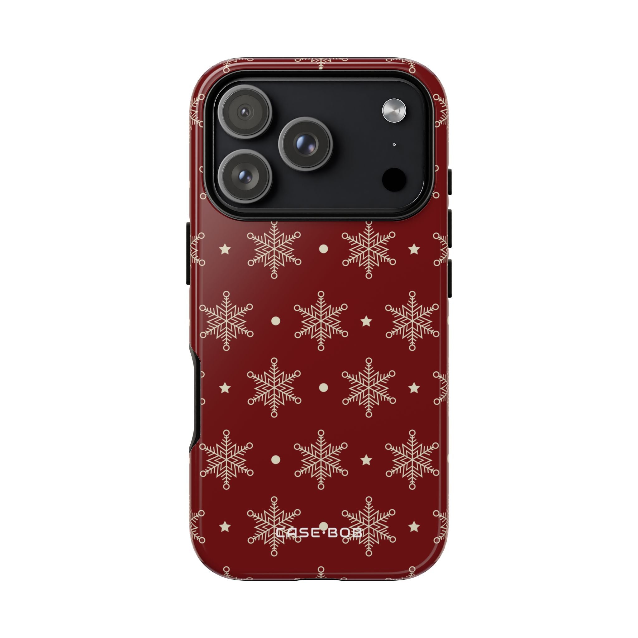Cream Snowflake Crimson iPhone 17 Pro Case - Tough - CASE•BOB