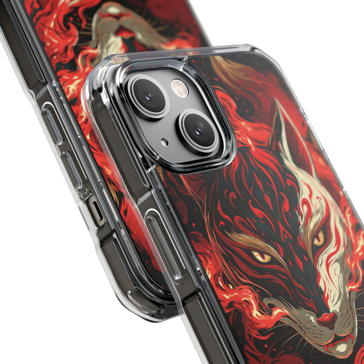 Crimson Kitsune Spirit · Clear Impact Magnetic Phone Case for iPhone · Red