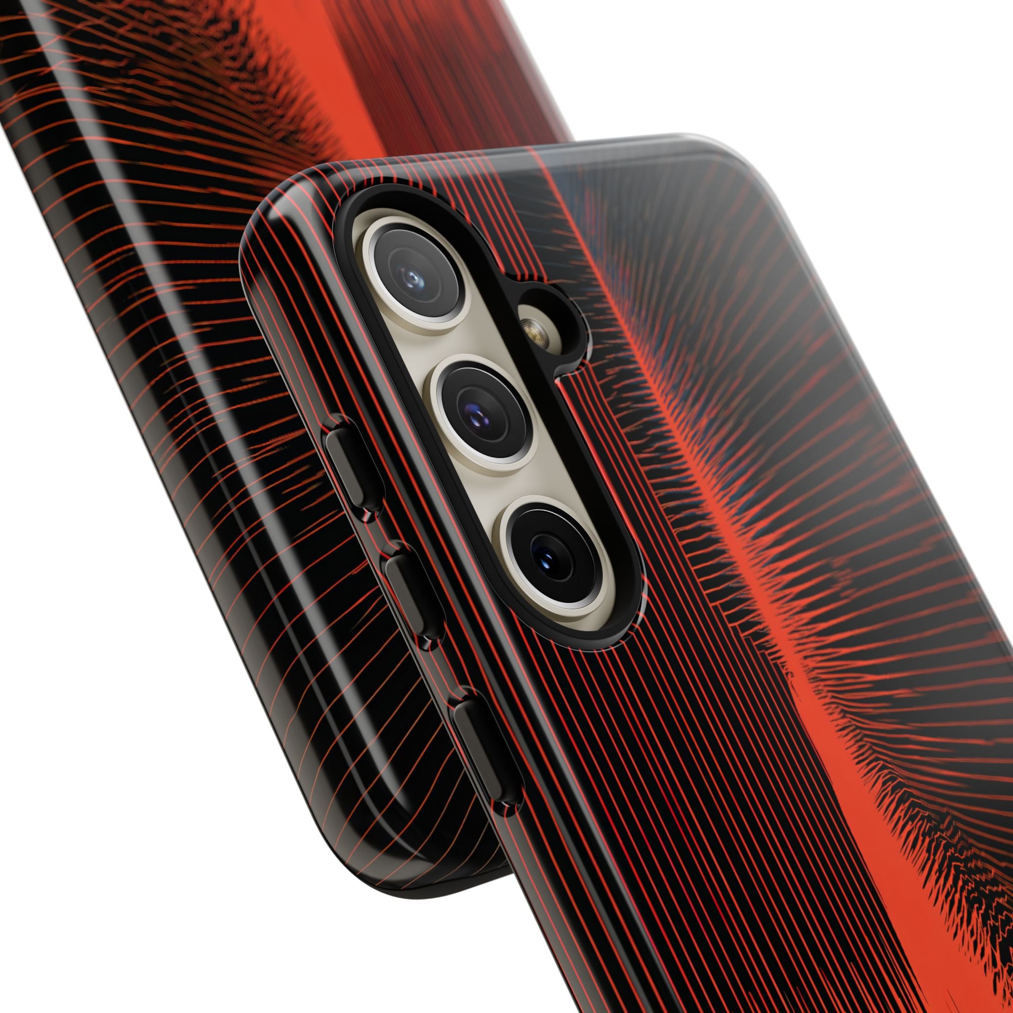 Red Tough Phone Case for Samsung - Crimson Frequency Pulse