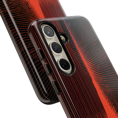 Red Tough Phone Case for Samsung - Crimson Frequency Pulse