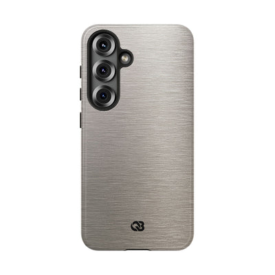 Grey Tough Phone Case for Samsung - Brushed Nickel Linen